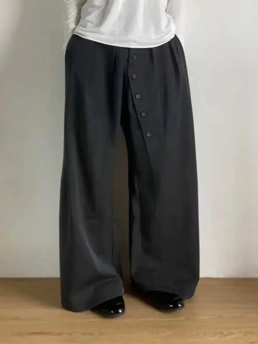 Loose Long Buttons Suit Trousers - Plush Fashion Hub