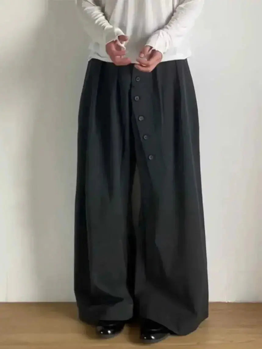 Loose Long Buttons Suit Trousers - Plush Fashion Hub