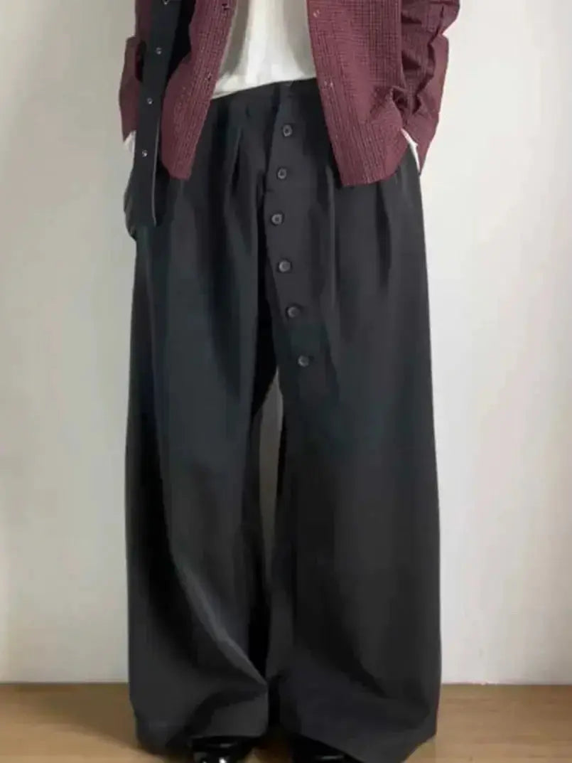 Loose Long Buttons Suit Trousers - Plush Fashion Hub