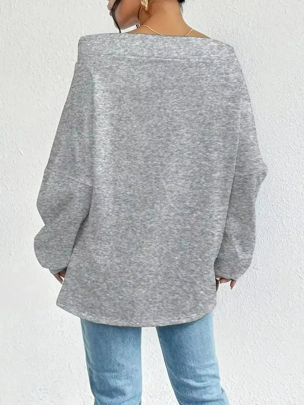 Off-Shoulder Drawstring Sweatshirt - Plush Fashion Hub