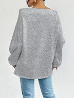 Off-Shoulder Drawstring Sweatshirt - Plush Fashion Hub