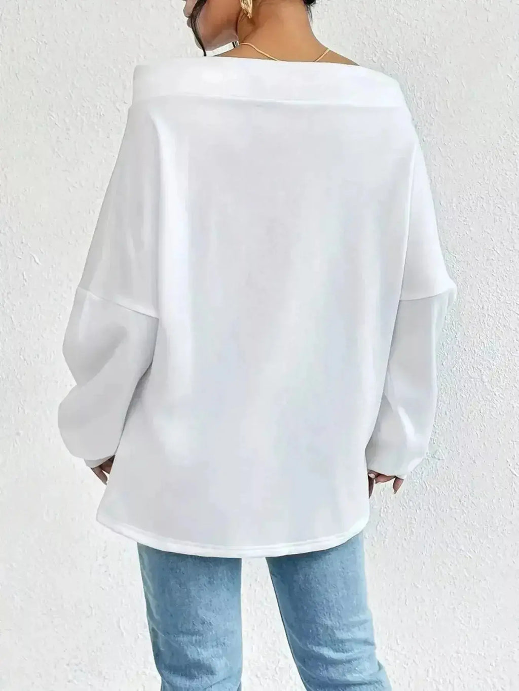 Off-Shoulder Drawstring Sweatshirt - Plush Fashion Hub