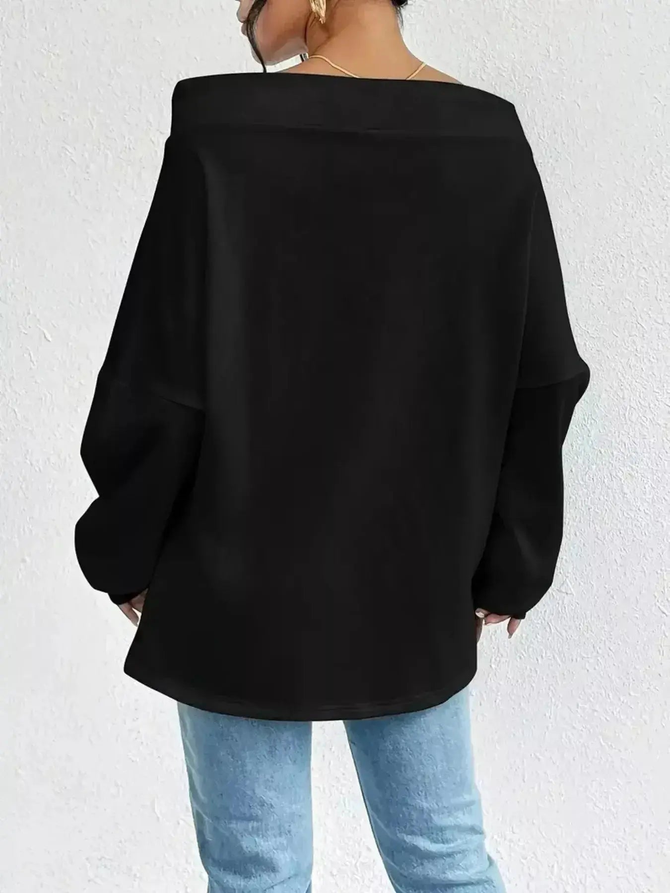Off-Shoulder Drawstring Sweatshirt - Plush Fashion Hub