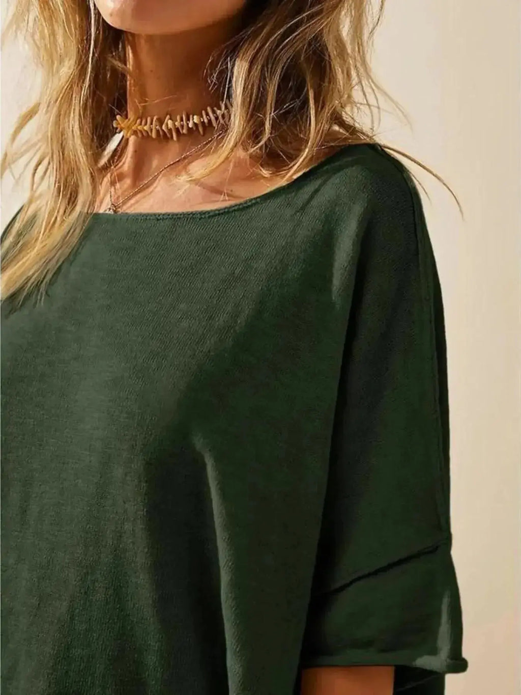 Oversized Round Neck Drop-Shoulder T-Shirt - Plush Fashion Hub