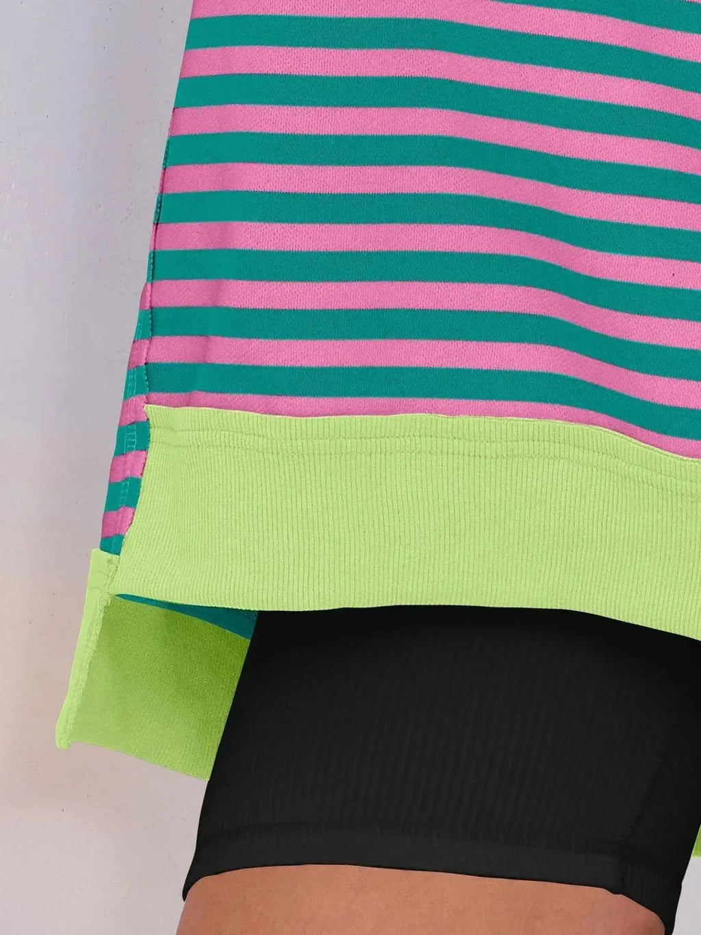 Notched Long Sleeve Oversized Sweatshirt - Plush Fashion Hub