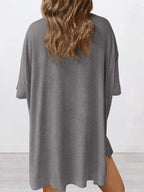 Full Size Oversized Round Neck Top and Shorts Set Plus Size - Plush Fashion Hub