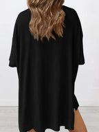 Full Size Oversized Round Neck Top and Shorts Set Plus Size - Plush Fashion Hub