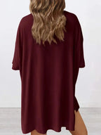 Full Size Oversized Round Neck Top and Shorts Set Plus Size - Plush Fashion Hub