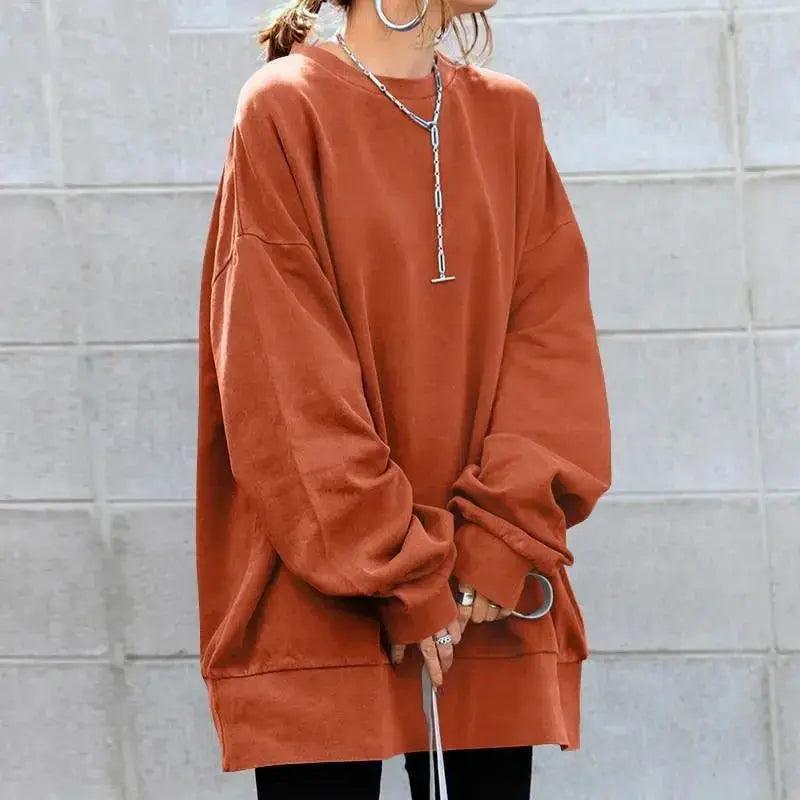 Women's Pullover Round Neck Loose Sweater - Plush Fashion Hub