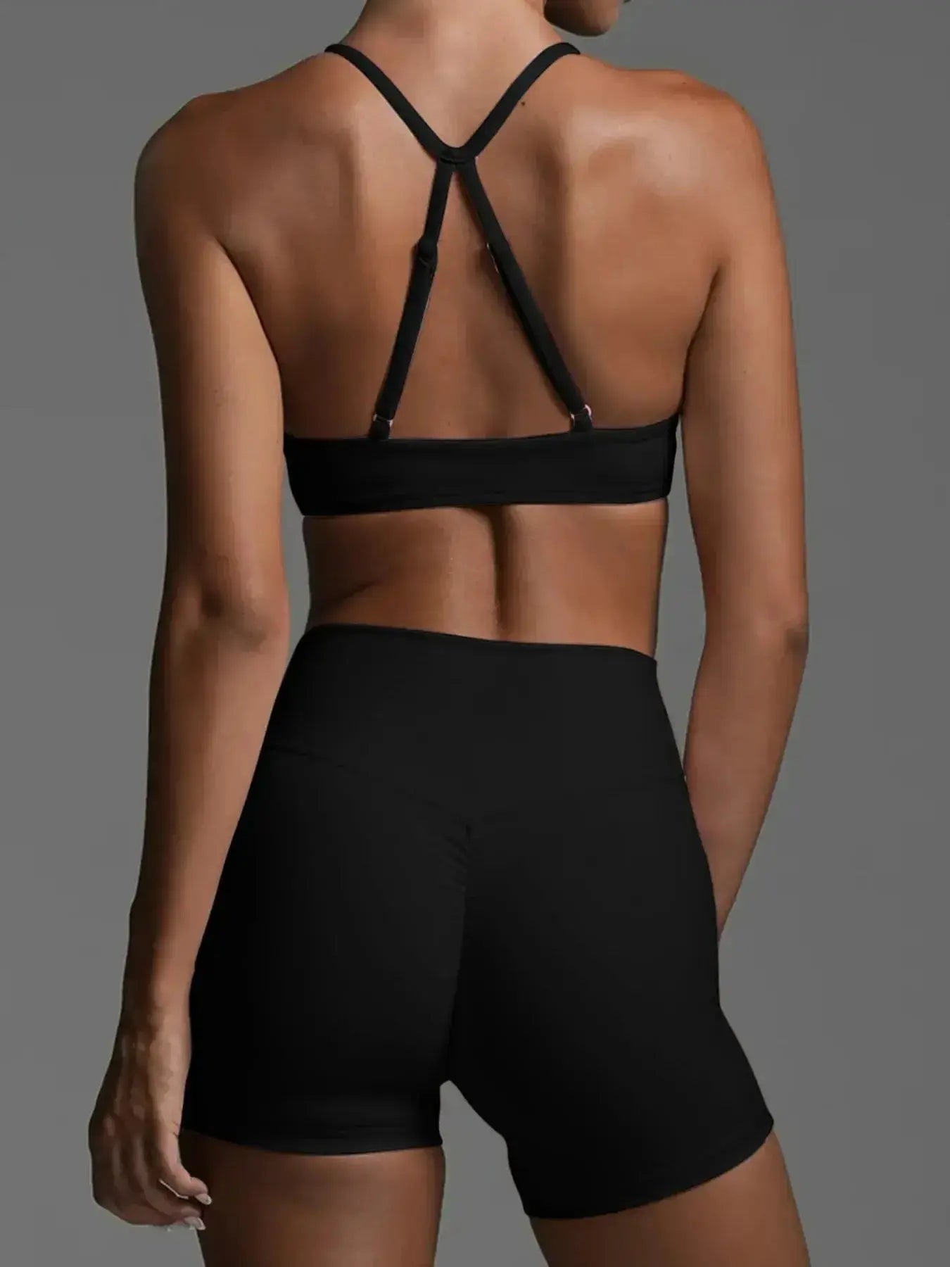 Ruched Sports Bra and High-Waisted Shorts Active Set - Plush Fashion Hub