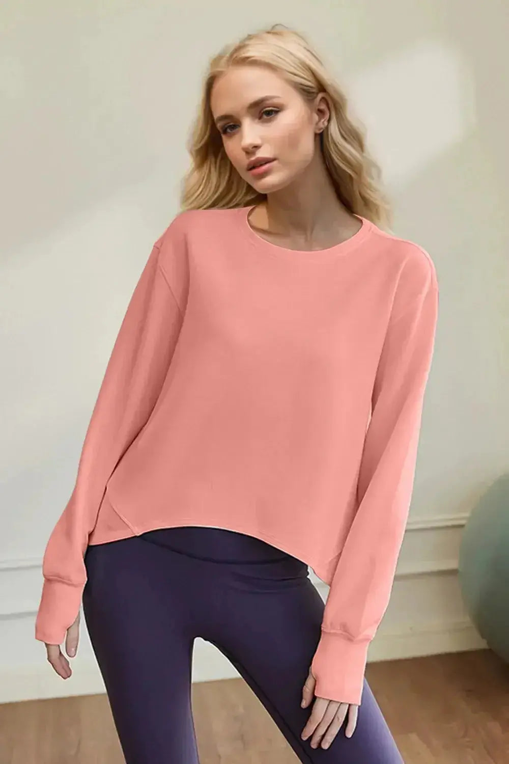 Basic Bae Air Scuba Round Neck Long Sleeve Sweatshirt - Plush Fashion Hub