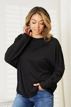 Double Take Seam Detail Round Neck Long Sleeve Top - Plush Fashion Hub