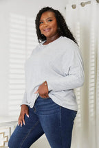 Double Take Seam Detail Round Neck Long Sleeve Top - Plush Fashion Hub