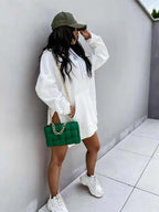 Women's Solid Color Hooded Mid-length Sweatshirt - Plush Fashion Hub
