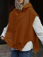 Women's Solid Color Style Loose Sleeveless Hooded Jacket Sweater - Plush Fashion Hub