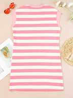 Stripe Cap Sleeve Pocketed Shift Dress - Plush Fashion Hub