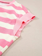 Stripe Cap Sleeve Pocketed Shift Dress - Plush Fashion Hub