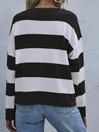 Striped Casual Long Sleeve Knit Top - Plush Fashion Hub