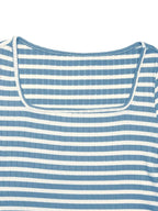 Striped Square Neck Long Sleeve Top and Pants Lounge Set - Plush Fashion Hub