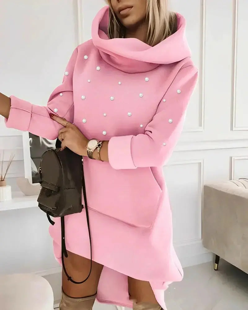 Women's Turtleneck Hooded Mid-length Sweater - Plush Fashion Hub