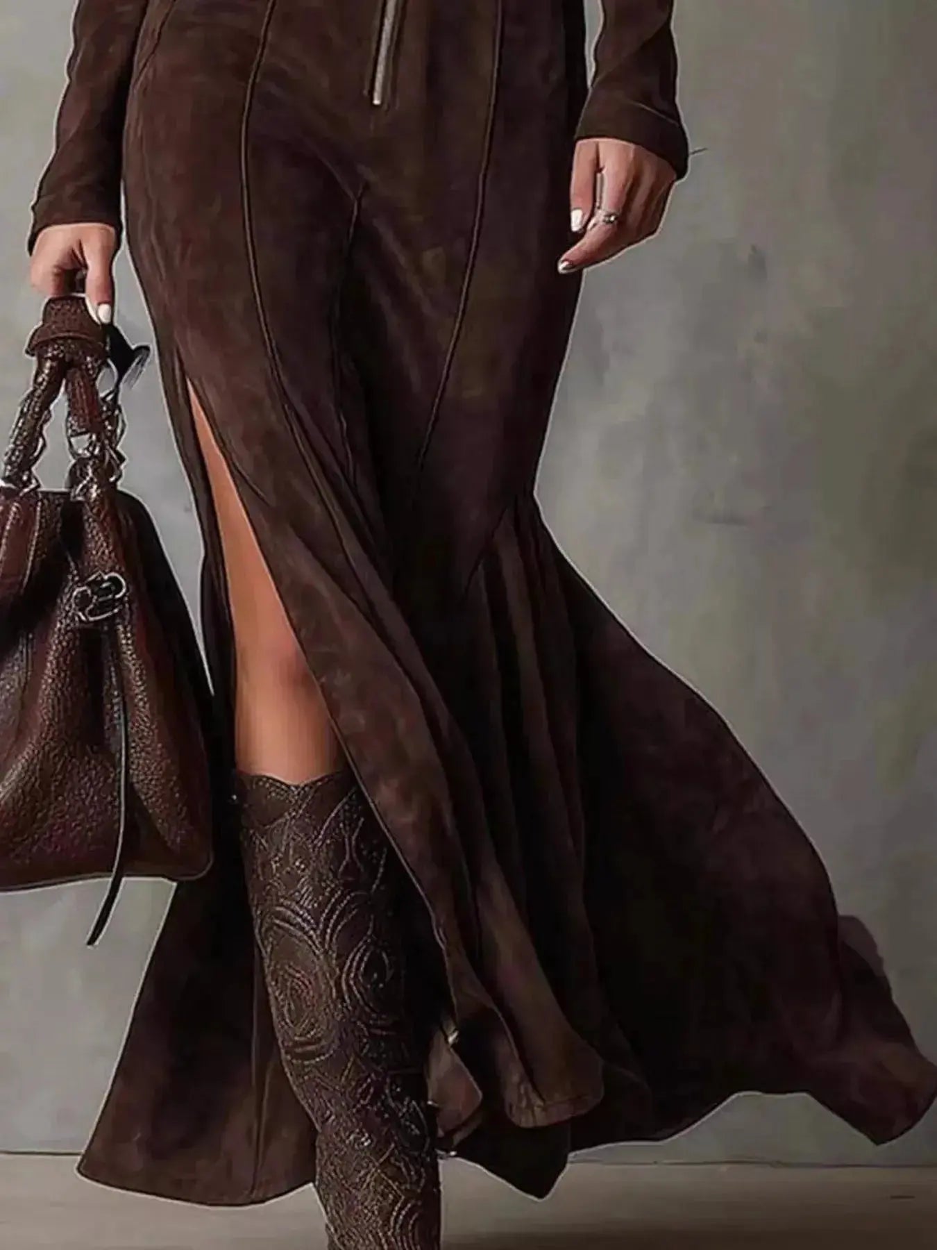 Full Size Slit Zipper Front Maxi Dress Plus Size - Plush Fashion Hub