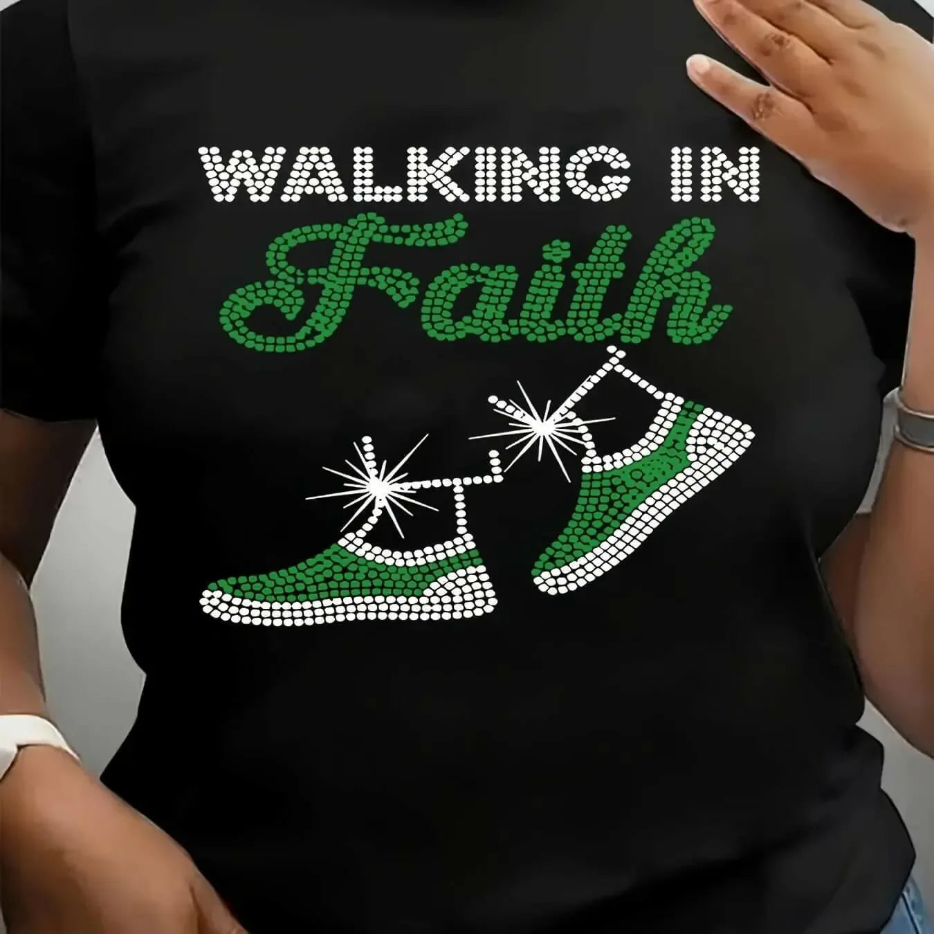 Women's "Walking in Faith" Graphic Tee - Plush Fashion Hub
