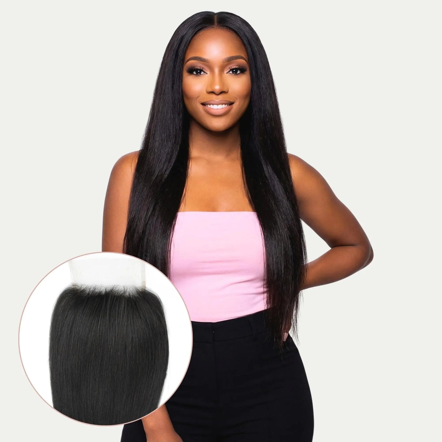 Yaki Straight 4x4 Transparent Lace Human Hair Closure Private Label