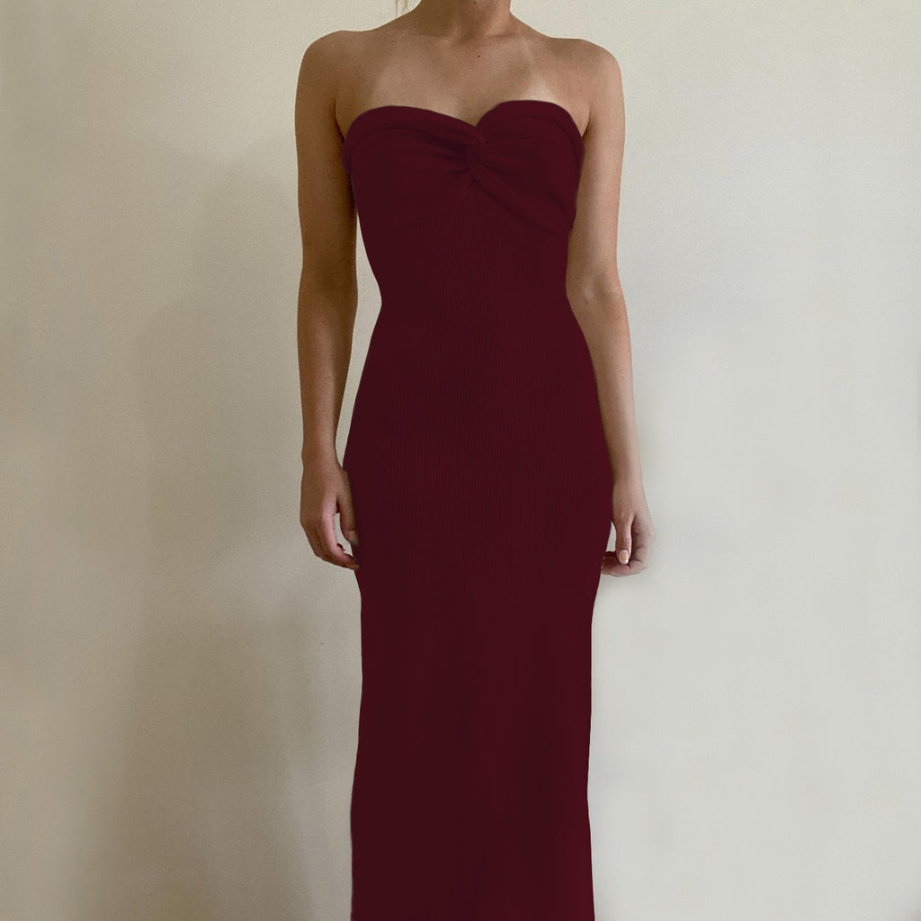 Women's Off-Shoulder Irregular Hem Knitted Maxi Dress