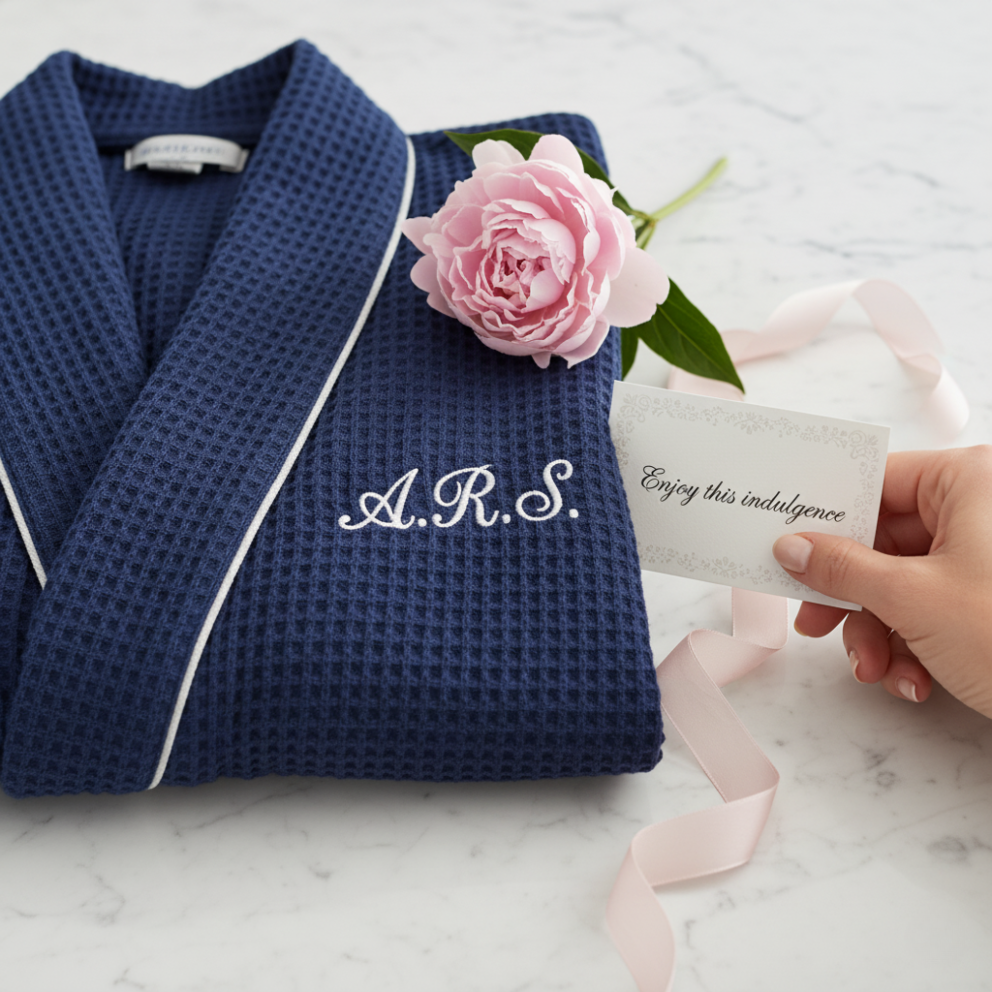 Women’s Waffle Piping Bathrobe – Lightweight Spa-Style Comfort Lotus Linen