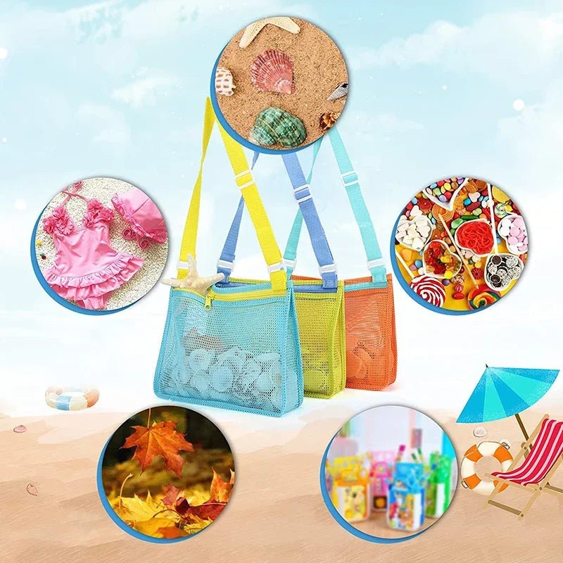 Beach Toy Mesh Bag Kids Shell Storage Bag Beach Toy Seashell Bag Mesh Pool Bags Sand Toys Swimming Accessories for Boy and Girls - Plush Fashion Hub