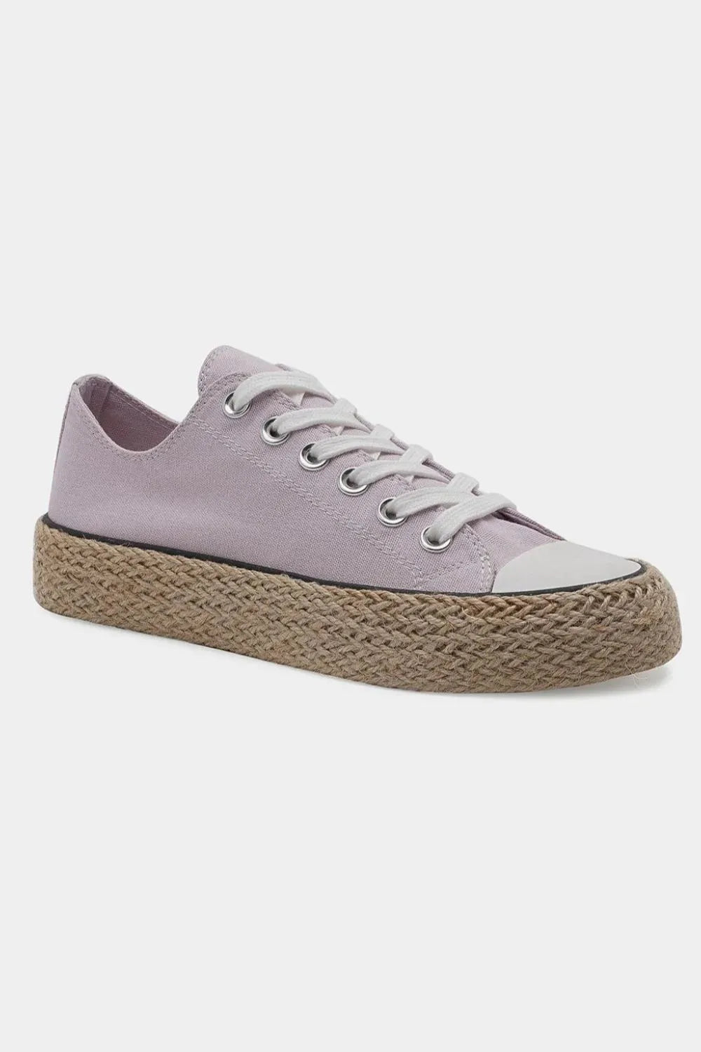 Women's woven espadrille canvas sneakers with lace-up design and jute sole, breathable summer footwear by Trendsi.