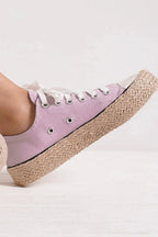 Women's lace-up woven espadrille canvas sneakers with breathable sole, stylish summer footwear by Trendsi.