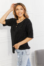 BOMBOM At The Fair Animal Textured Top in Black - Plush Fashion Hub