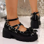 Bow Decor Mary Jane Loafers - Plush Fashion Hub