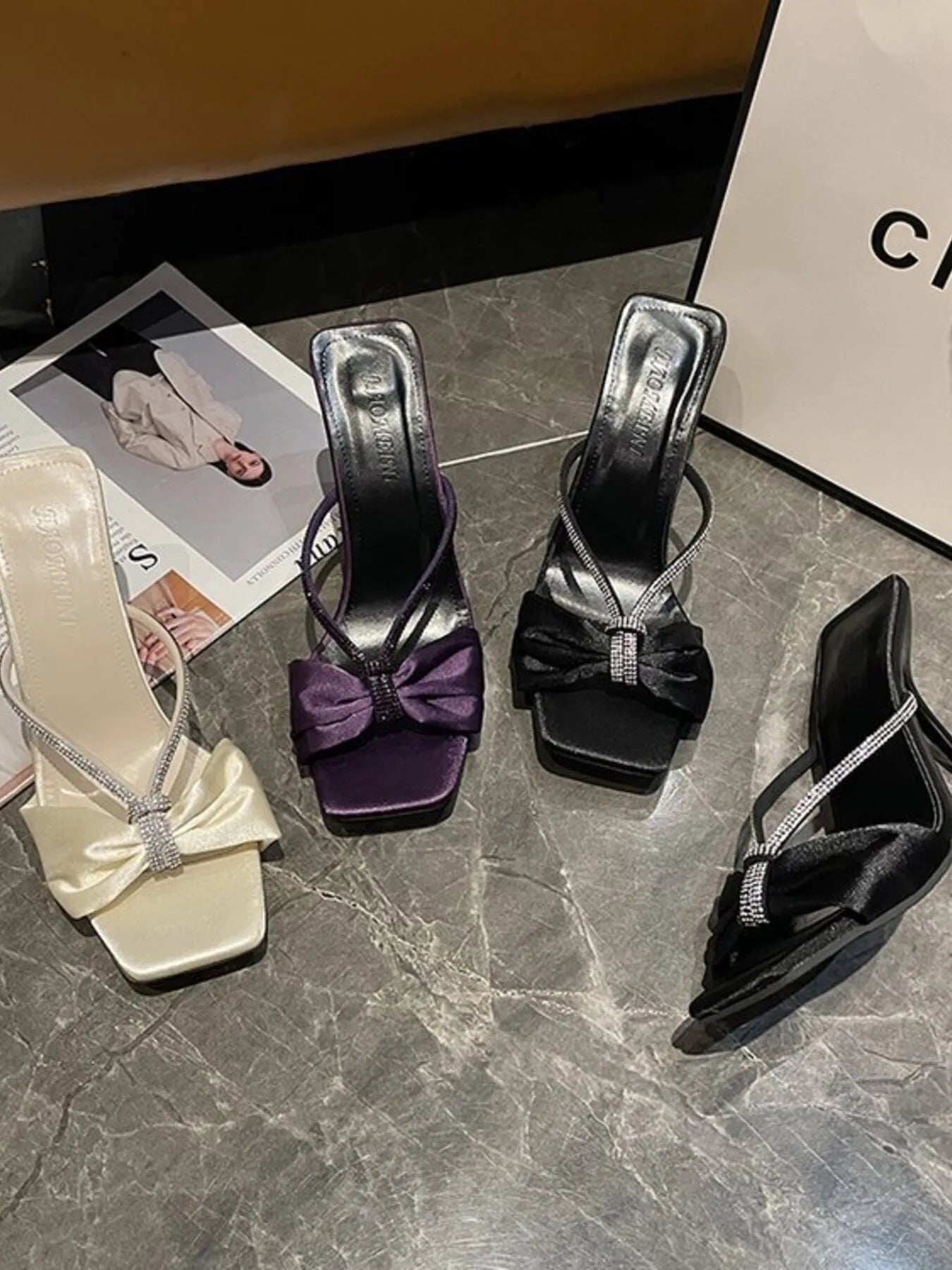 Bow Mid Heel Sandals - Plush Fashion Hub