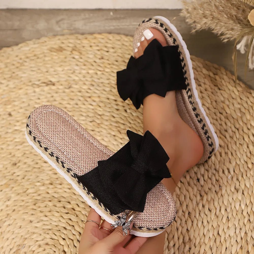 Bow Open Toe Platform Sandals - Plush Fashion Hub