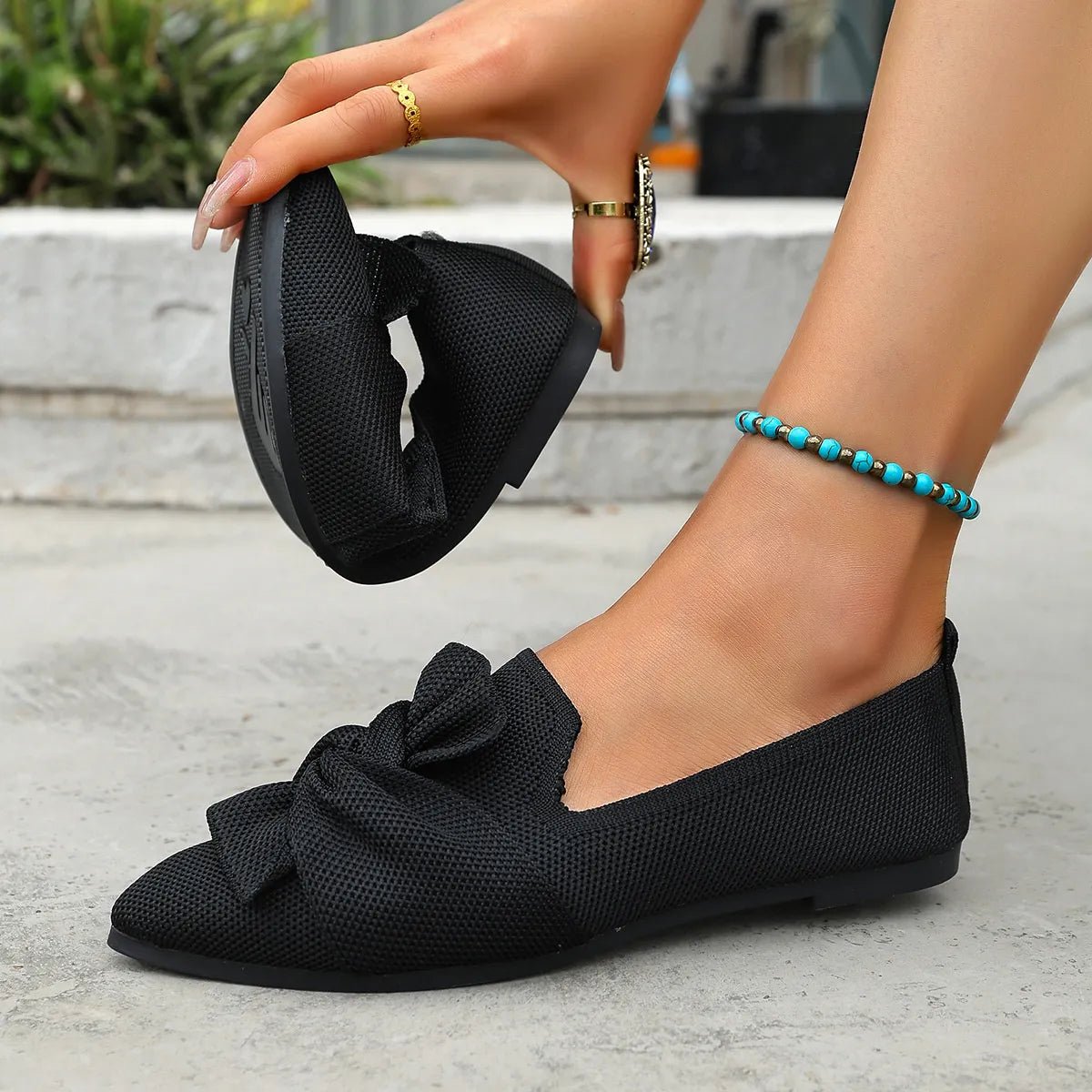 Bow Point Toe Flats Slip - Ons - Plush Fashion Hub