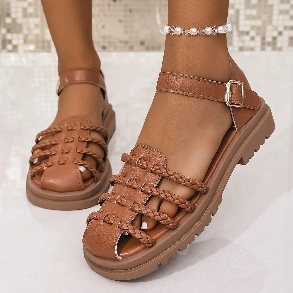 Braided Ankle Strap Sandals - Plush Fashion Hub