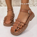 Braided Ankle Strap Sandals - Plush Fashion Hub
