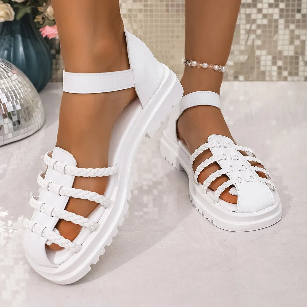 Braided Ankle Strap Sandals - Plush Fashion Hub