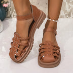 Braided Ankle Strap Sandals - Plush Fashion Hub