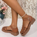 Braided Ankle Strap Sandals - Plush Fashion Hub