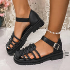 Braided Ankle Strap Sandals - Plush Fashion Hub