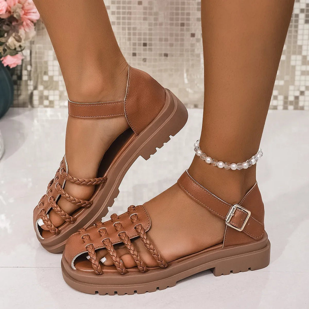 Braided Ankle Strap Sandals - Plush Fashion Hub