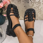 Braided Ankle Strap Sandals - Plush Fashion Hub