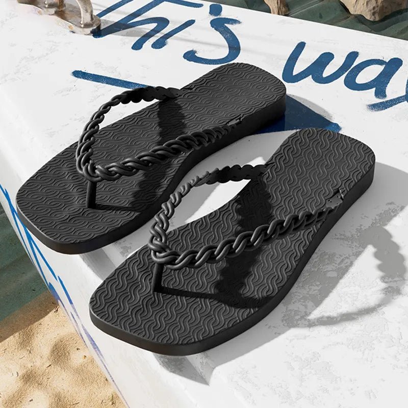 Braided Strap Beach Toe Post Slippers - Plush Fashion Hub