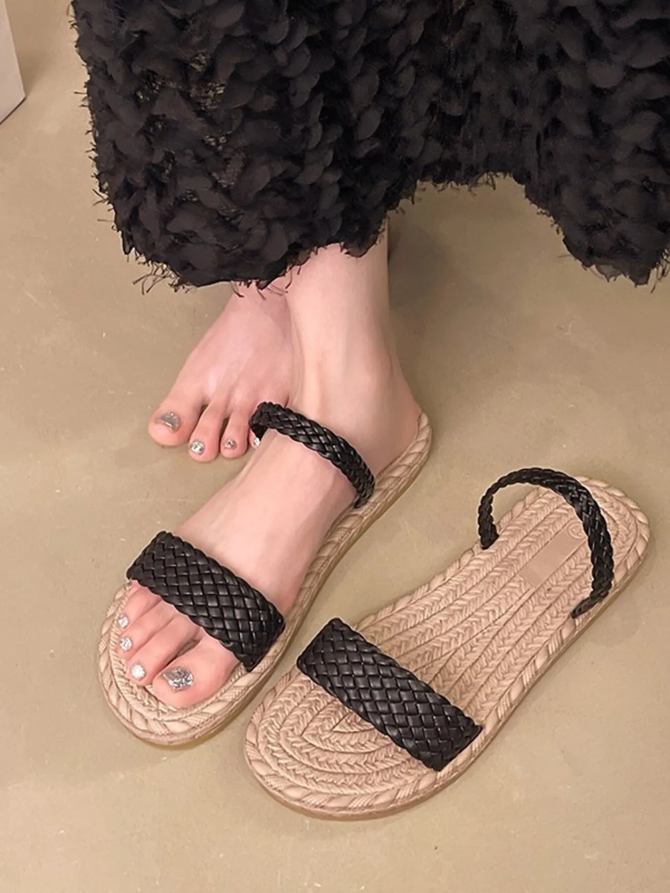 Braided Strap Espadrille Sandals - Plush Fashion Hub