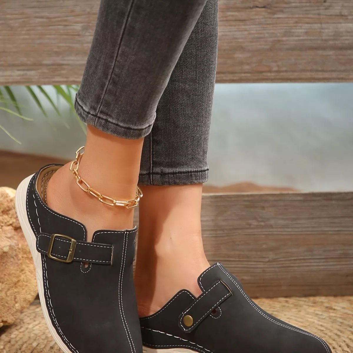 Buckle Accent Slip - Ons - Plush Fashion Hub