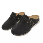 Women's slip-on flats with buckle accents in premium PU leather, stylish and comfortable shoes by Trendsi.