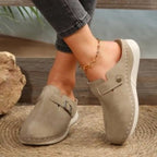 Women's chic slip-on flats with buckle accents in premium PU leather, stylish and comfortable shoes by Trendsi.